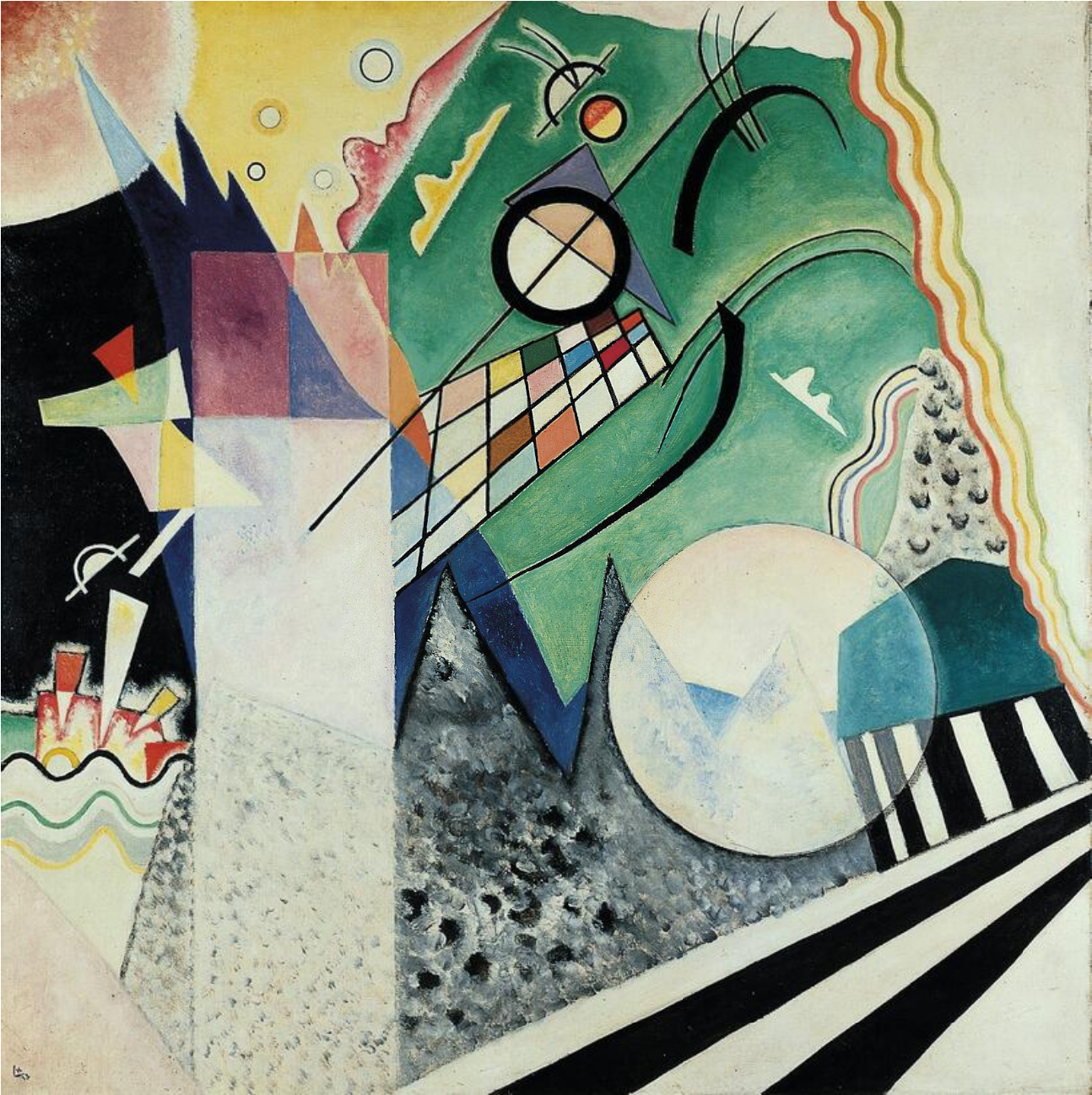 Slideshow Of Visual Art Examples - Green Composition Kandinsky (2560x1440), Png Download
