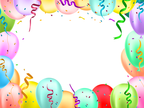 Birthday Border With Balloons Transparent Image - Transparent Birthday Borders Clipart (600x450), Png Download