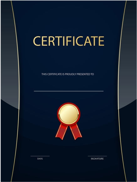 Dark Blue Certificate Template Png Image - Certificate Design Portrait Png (455x600), Png Download