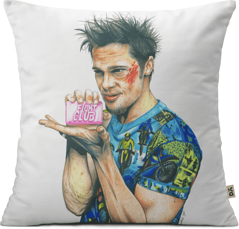 Dailyobjects Fight Club Brad Pitt Sketch 12" Cushion - Tyler Durden Drawing (940x900), Png Download