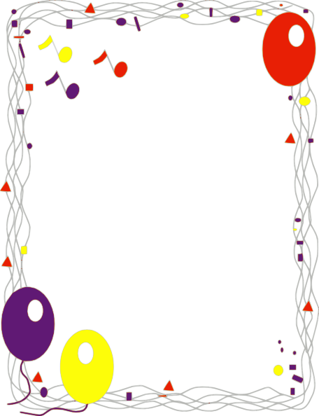 Birthday Clip Art - Happy Birthday Border Png (456x594), Png Download