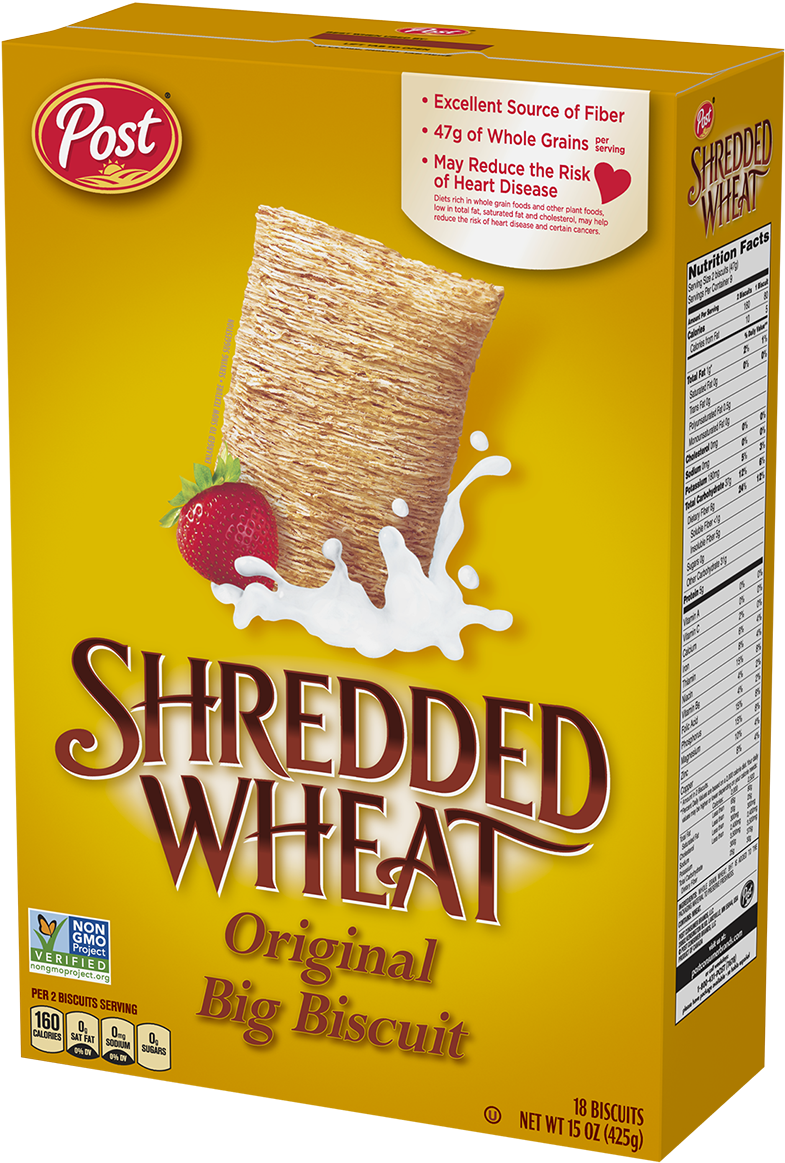 Post Shredded Wheat Original Big Biscuit Cereal Box - Shredded Wheat Cereal, 15 Oz By Shredded Wheat (800x1178), Png Download