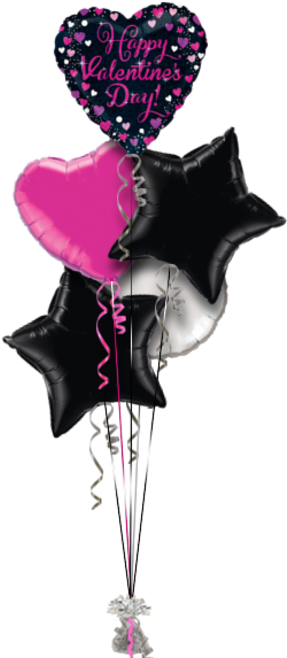 Happy Valentines Pink Sparkles Hearts Valentines Balloon - Happy Birthday Sister Balloon (286x686), Png Download