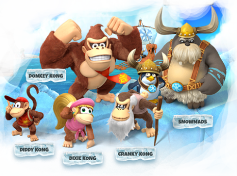 The Frozen Few - Donkey Kong Diddy Kong Dixie Kong Cranky Kong (465x345), Png Download