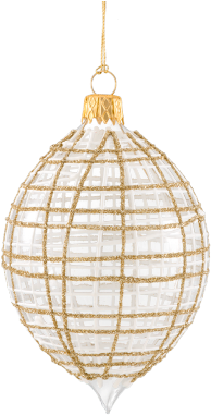 Christmas Ornament "onion" With Glitter, Gold/white - Christmas Day (390x390), Png Download