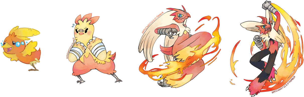 Combusken, Blaziken Y Mega Blaziken - Blaziken (1280x410), Png Download