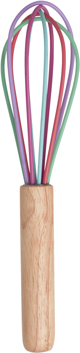 Rice Multi Coloured Small Size Whisk With Wooden Handle (2000x2000), Png Download