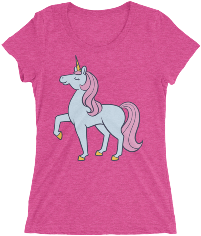 Blue And Pink Unicorn Short Sleeve Women's T-shirt - Women's Distinct Heiress X Triblend - Aqua Triblend (500x500), Png Download