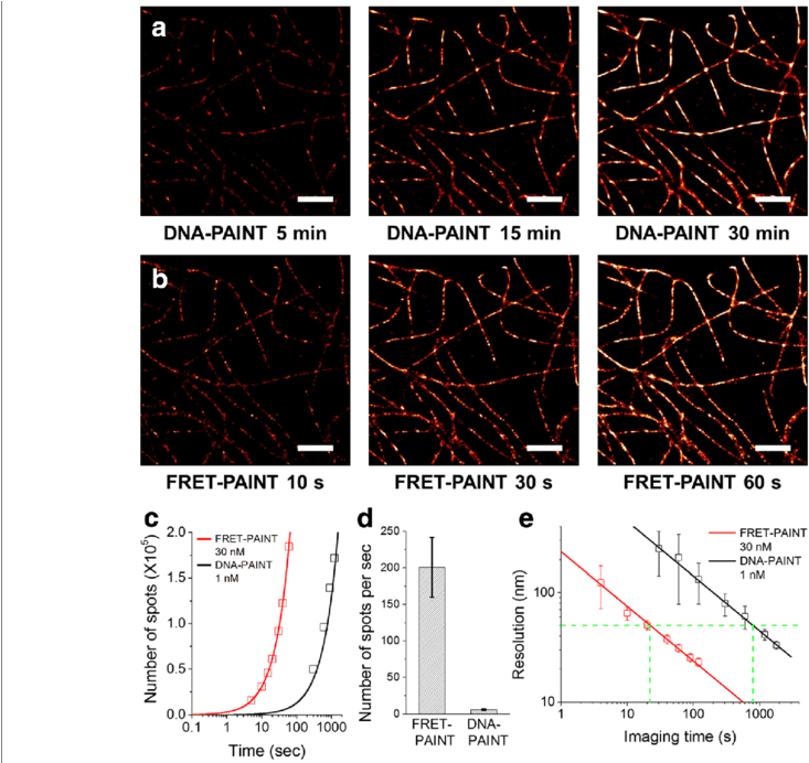 Comparison Of The Imaging Speeds Of Dna Paint And Fret - Diagram (850x691), Png Download