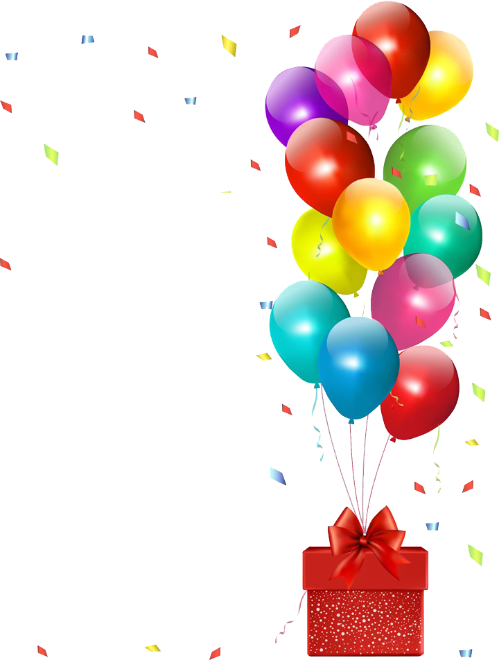 Party Balloon With Gift And Ribbons - بالونات عيد ميلاد سعيد (720x952), Png Download