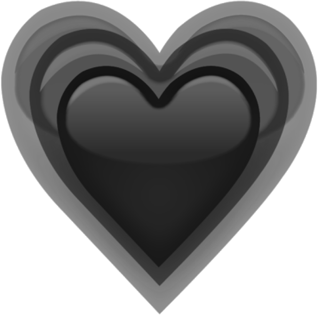 Emoji Heart Black Grey Freetouse Ftestickers Remixit - Grey Heart Emoji Png (1024x1024), Png Download
