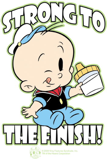 Popeye Strong To The Finish Baby Bodysuit - Infant Bodysuit (354x531), Png Download