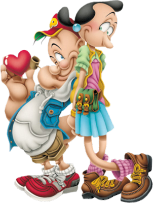 Popeye And Olive Psd - Popeye & Olive Gif (302x400), Png Download