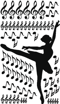 Adesivo De Parede Bailarina Com Notas Musicais - Music (400x400), Png Download