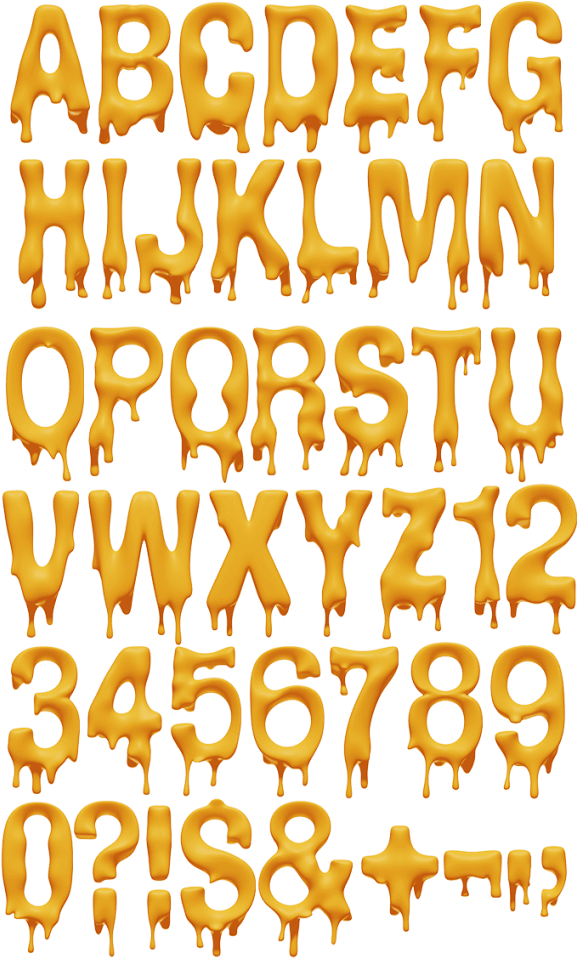 Melting Font (595x974), Png Download