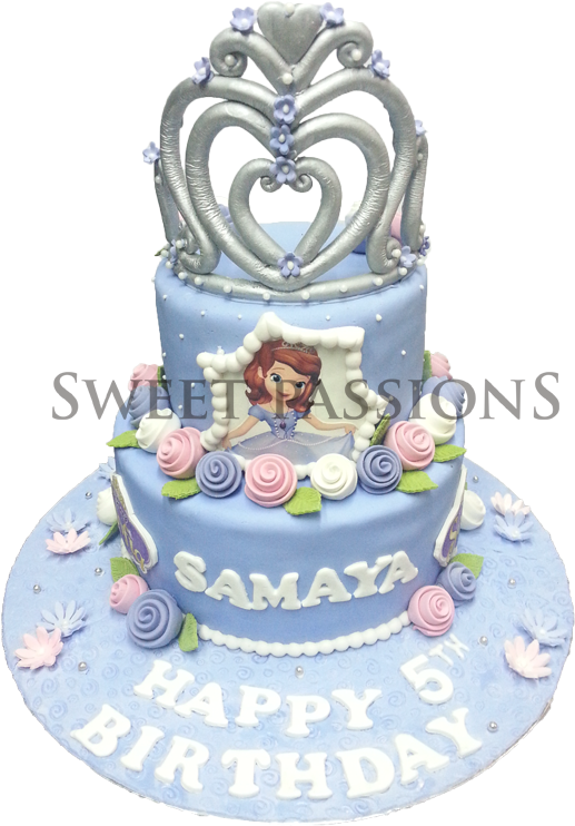 2 Tier Sophia Princess Crown Cake - Birthday Cake (600x800), Png Download