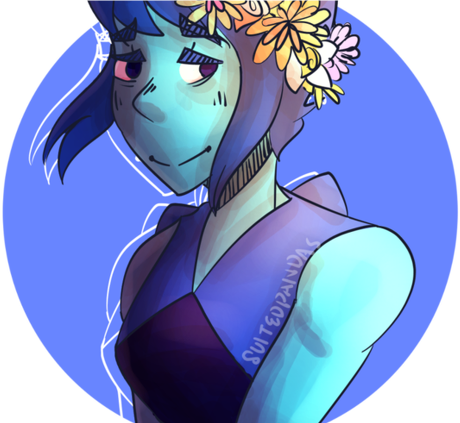 28 Collection Of Anime Flower Crown Drawing High Quality - Blue (1368x855), Png Download
