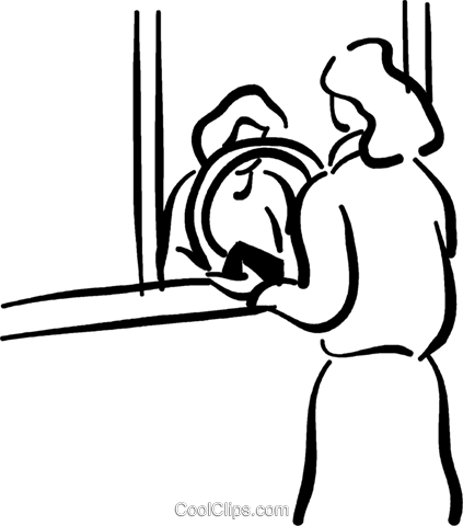 Woman At Ticket Window Royalty Free Vector Clip Art - Fahrkartenschalter Clipart (423x480), Png Download