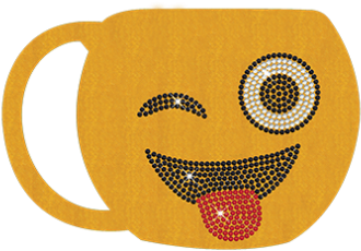 Happy Cup Face Emoji Design With Rhinestone & Fabric - Design (415x415), Png Download