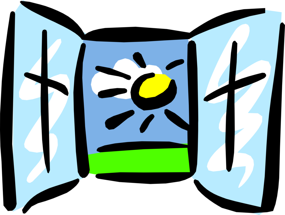 Sun Shinning Through Open Window Royalty Free Vector - Window With Sun Png (480x366), Png Download