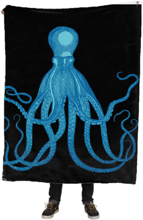 Deep Blue Octopus Fleece Blanket - Exquisite Vintage Octopus In Earth Shower Curtain (480x480), Png Download