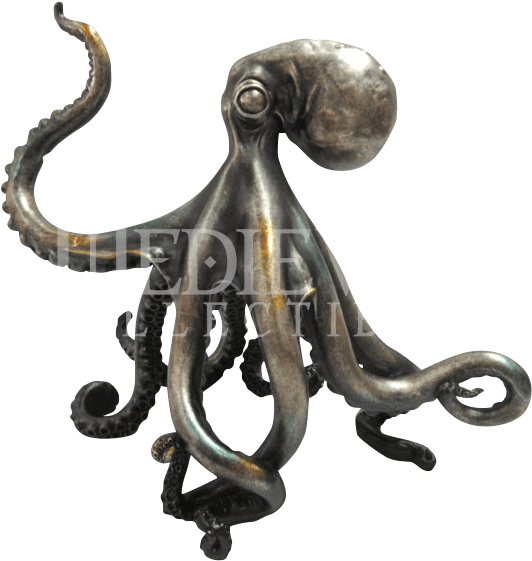 Octopus Figurine - Rustic Silver Octopus Home Decor Standing Figurine, (560x560), Png Download