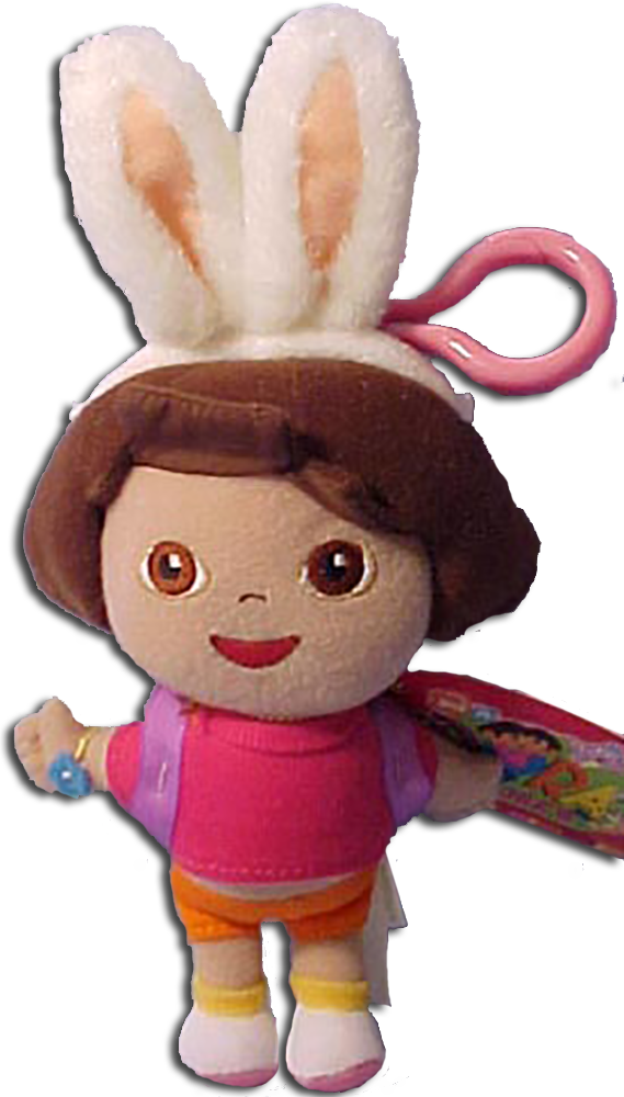 Easter Dora The Explorer With Bunny Ears Plush Clip - Stuffed Toy (569x1000), Png Download