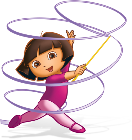 Dora The Explorer Gymnastics Fun Line In Time For Christmas - Gymnastics Cartoon Png (466x516), Png Download