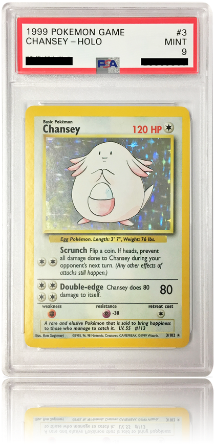 Psa 9 Chansey 3/102 - Wizards Of The Coast Pokemon Base Set Rare Holo Chansey (498x996), Png Download