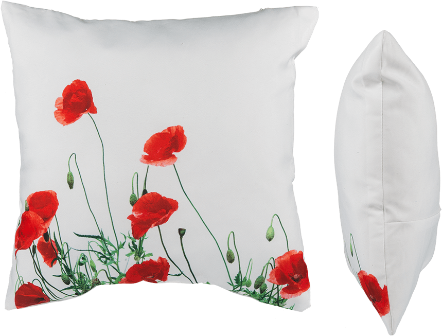 Coussin Décoratif Avec Coquelicots En Motif (945x709), Png Download