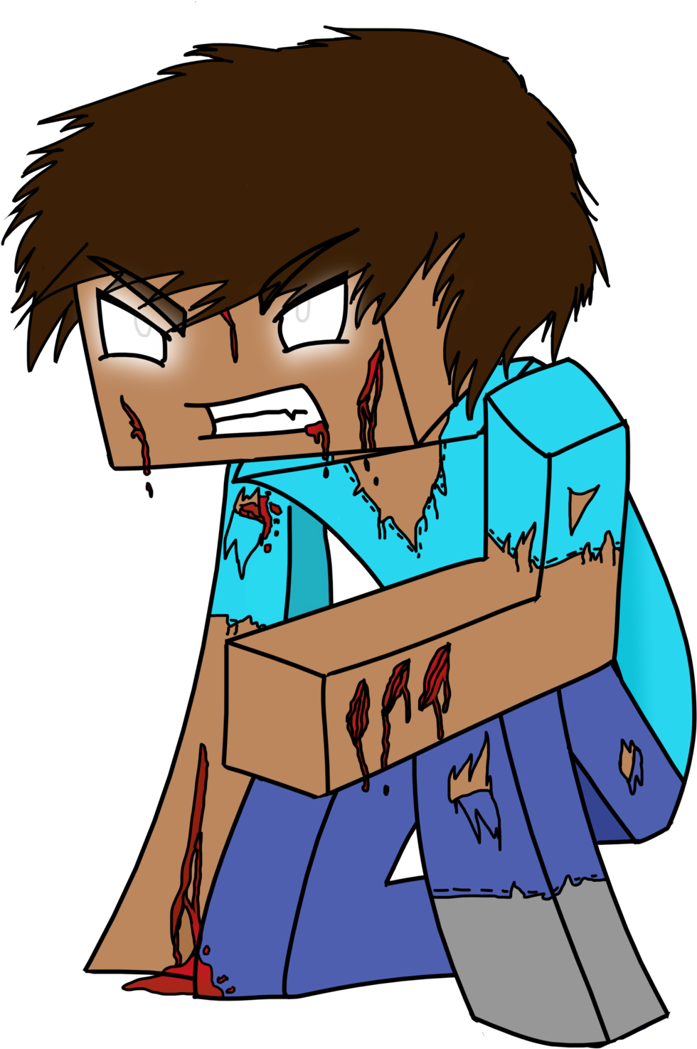 Colored Lineart By Katanauser - Herobrine Drawing (1024x1616), Png Download