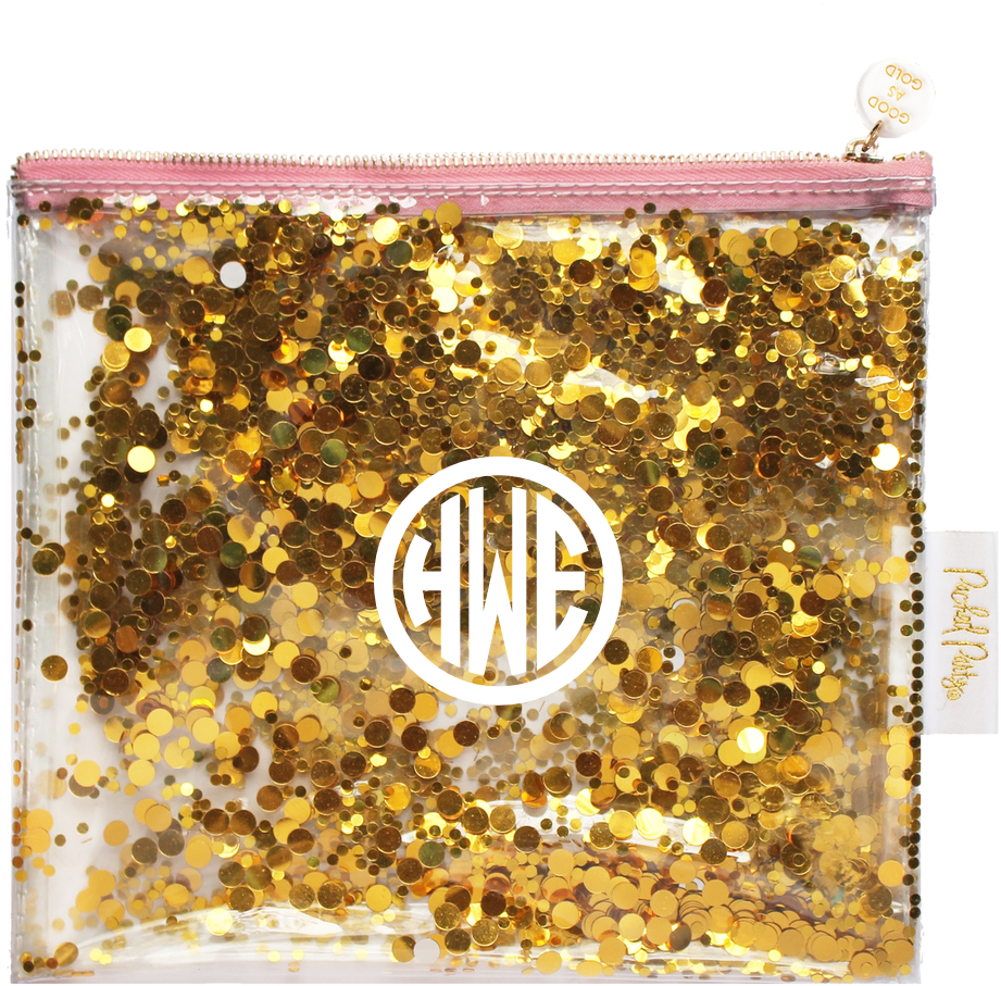 Gold Glitter Pouch - Packed Party Gold Confetti Flat Zip (1024x1024), Png Download