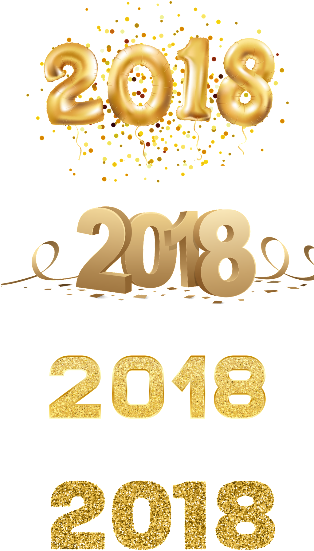 Gold Powder 2018 New Year Art Word - Portable Network Graphics (1024x2031), Png Download