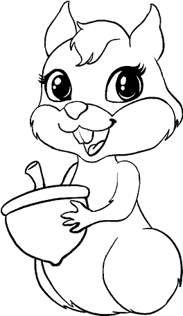 How To Draw A Squirrel - Cartoon Charecter Line Drawing (678x600), Png Download
