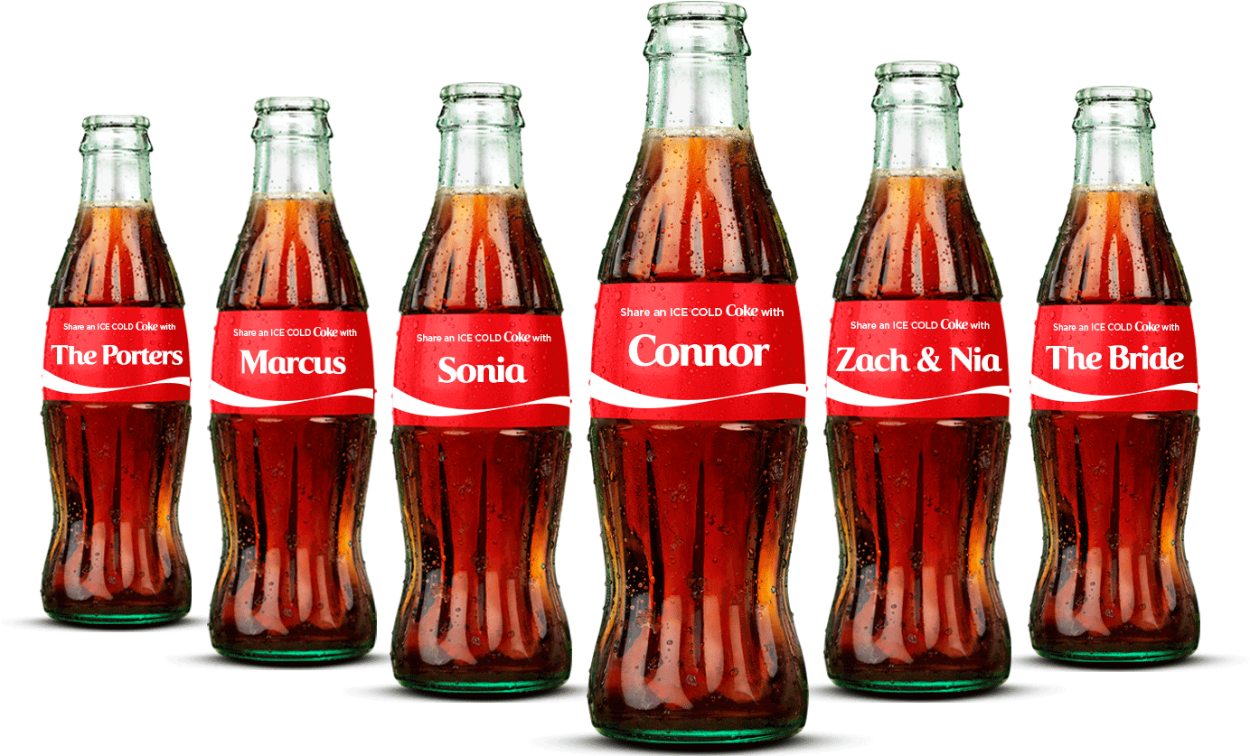 Share A Coke, 6 Pack Of 8 Fl Oz - Coca Cola Bottle Png (1600x1200), Png Download