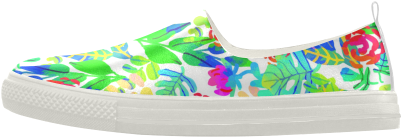 Cute Tropical Watercolor Flowers Apus Slip-on Microfiber - Slip-on Shoe (500x500), Png Download