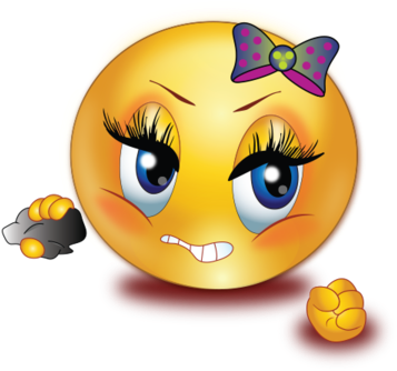 Angry Girl Holding Rock - Angry Girl Emoji Png (384x384), Png Download