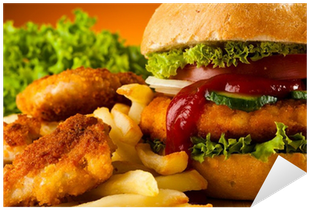 Big Hamburger, Chicken Nuggets And French Fries Sticker - Stuffed Burger Press Hamburger Grill Bbq Patty Maker (400x400), Png Download