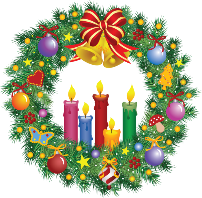 Christmas Wreath Clipart Mis Laminas Para Decoupage - Christmas Wreath Clipart (700x686), Png Download