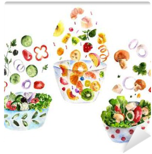 Isolated Set With Salad - Illustration (400x400), Png Download