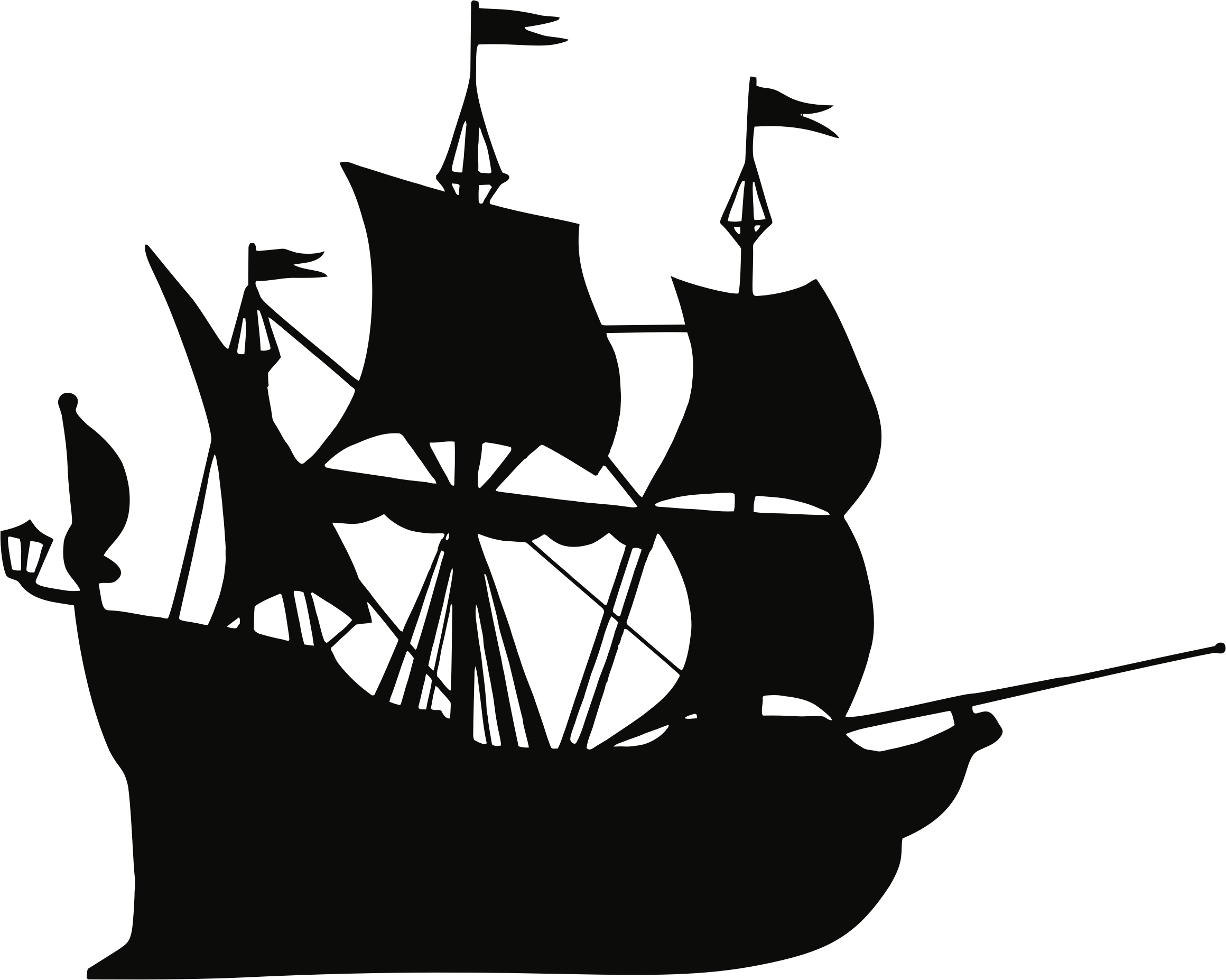 Clipart Galleon Ship Silhouette Throughout - Ship Silhouette Png (2320x1854), Png Download
