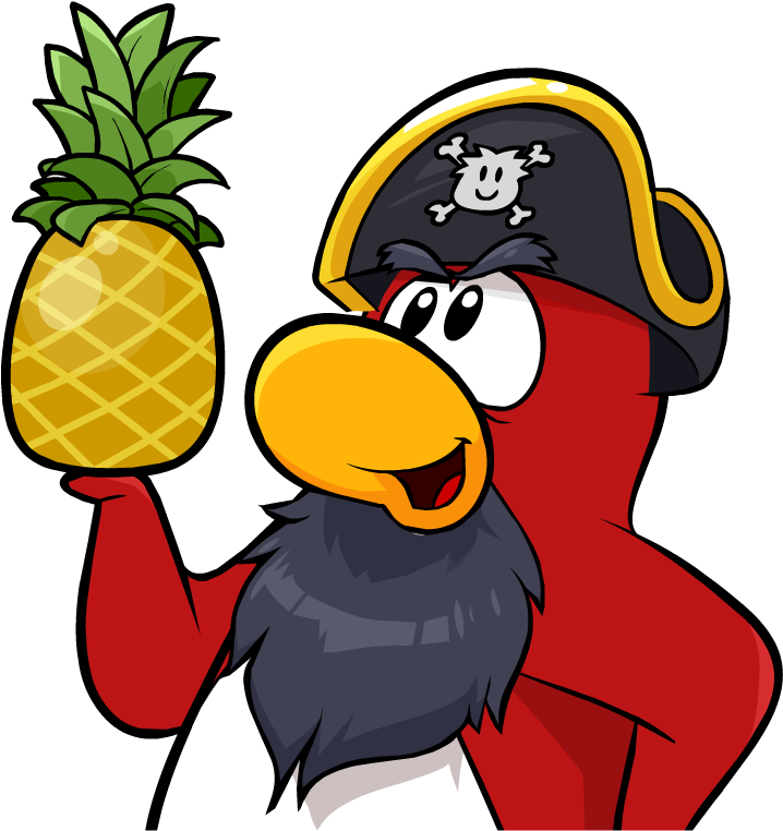 Rockhopper Holding Pineapple - Penguin Holding A Pineapple (747x807), Png Download