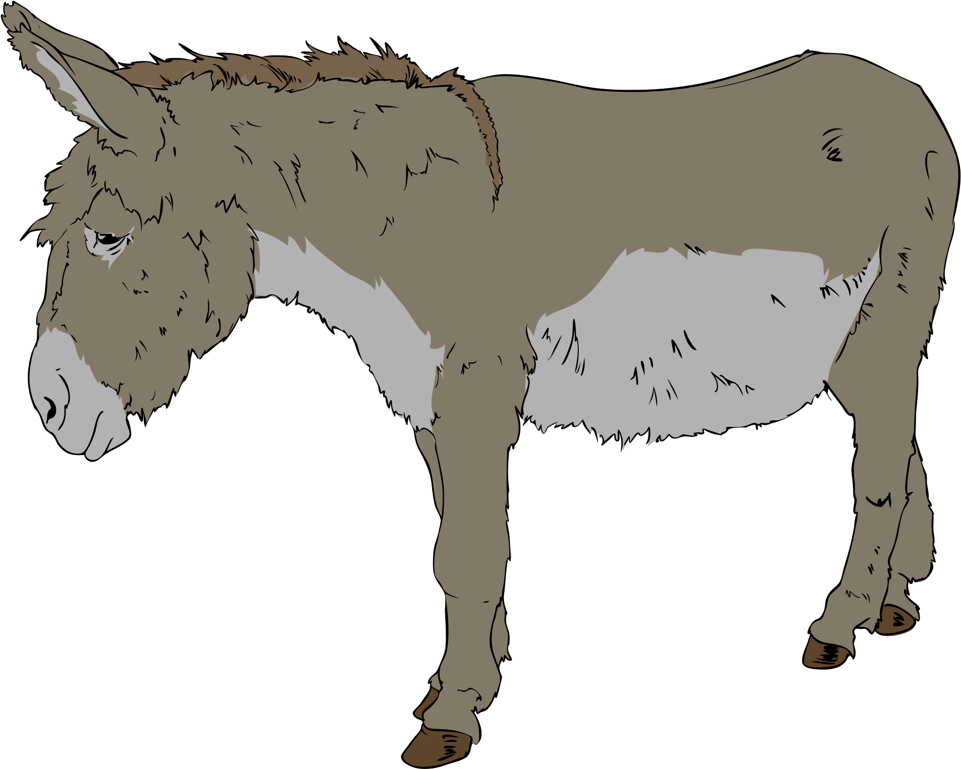 Open - Sad Donkey Clipart (2000x1606), Png Download