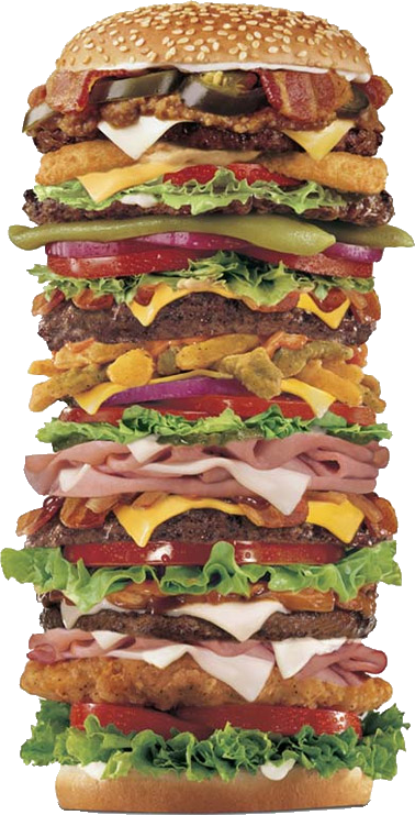 Hamburger Tower - Longest Burger (378x741), Png Download