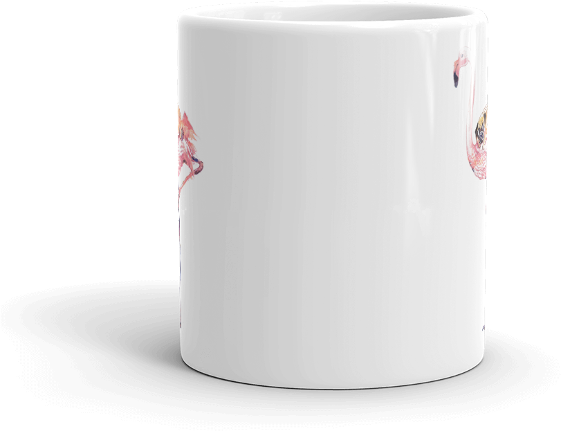 Flamingo And Pug Watercolor Mug - Mug (1000x1000), Png Download