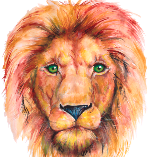 Original Watercolor Aslan - Masai Lion (500x500), Png Download