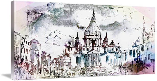 Drawing Walls Wall Art - Gallery-wrapped Canvas Art Print 48 X 19 Entitled Saint (650x336), Png Download