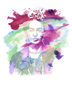 Frida Kahlo In Watercolor - Brittnie Kae Nude Fine Art Painting Print Sensual Sexy (674x518), Png Download
