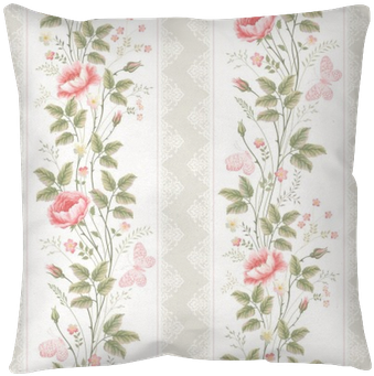 Seamless Pattern With Floral Borders Lace And Butterflies - Papel De Parede Listras Florais (400x400), Png Download