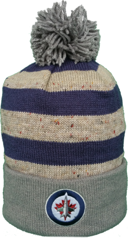 Winnipeg Jets Speckled Oatmeal Pom Toque - Winnipeg Jets Heathered Pom Cuffed Knit (259x480), Png Download